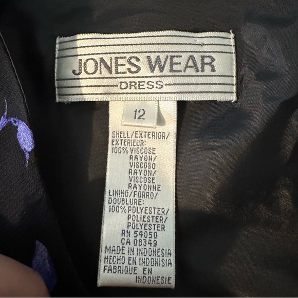 Vintage 90s Jones Wear Dress Black/Purple Floral Dress Sz 12 Romantic Goth EUC - Picture 8 of 8